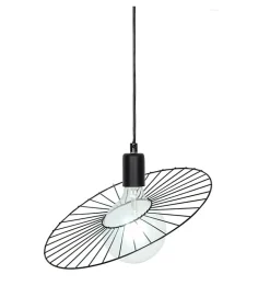 Lampe de plafond suspension design sphère en métal noir E27 compatible LED