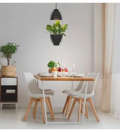 Lampe de plafond suspension porte plante décoratif suspendu métal noir compatible LED