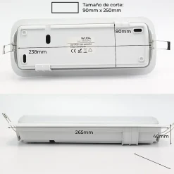 Lampe de secours LED 3W encastrablesurface 265lm Diffuseur PC Résistant Autonomie jusqu'à 3 heures CE