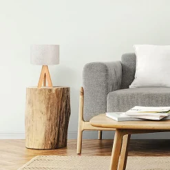 Lampe de table - EDM - 32160 - Bois et tissu - 25 cm - Design contemporain