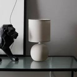 Lampe De Table - Home Deco Factory - Taupe Mat - Gris - H12,9 X L25 X P12,9 Cm