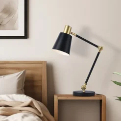 Lampe de table Abergele E27 métal 68 x 38 x 17 cm noir or blanc lux.pro