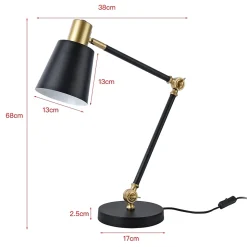 Lampe de table Abergele E27 métal 68 x 38 x 17 cm noir or blanc lux.pro