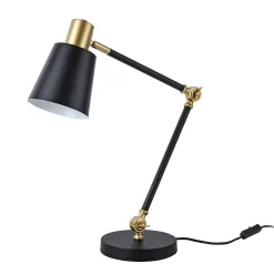 Lampe de table Abergele E27 métal 68 x 38 x 17 cm noir or blanc lux.pro