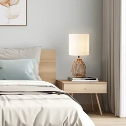 Lampe de table Alfreton E14 36 cm beige chrome blanc lux.pro