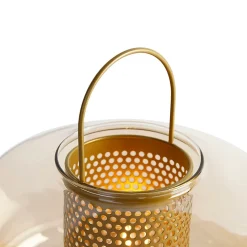 Lampe de table Art déco dorée avec verre ambre 30 cm - Kevin