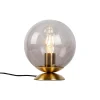 Lampe de table Art Déco en laiton avec verre fumé - Pallon