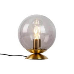 Lampe de table Art Déco en laiton avec verre fumé - Pallon
