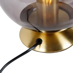 Lampe de table Art Déco en laiton avec verre fumé - Pallon