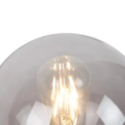 Lampe de table Art Déco en laiton avec verre fumé - Pallon