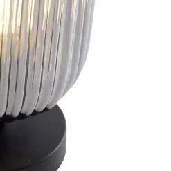 Lampe de table Art déco noire avec verre fumé - Banci