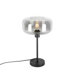 Lampe de table Art déco noire avec verre fumé - Bizle
