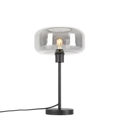Lampe de table Art déco noire avec verre fumé - Bizle