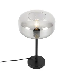 Lampe de table Art déco noire avec verre fumé - Bizle