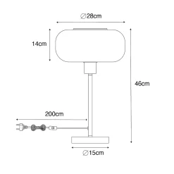 Lampe de table Art déco noire avec verre fumé - Bizle
