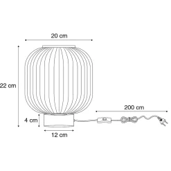Lampe de table Art déco noire avec verre fumé - Karel