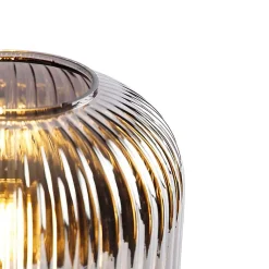 Lampe de table Art déco noire avec verre fumé - Karel