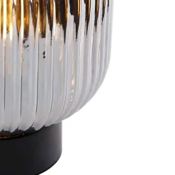 Lampe de table Art déco noire avec verre fumé - Karel