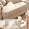 Lampe de Table Asa avec Base en Marbre Boule en Cristal Opale et Métal Chromé Design Minimaliste et Nordique E27