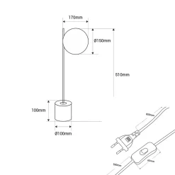 Lampe de Table Asa avec Base en Marbre Boule en Cristal Opale et Métal Chromé Design Minimaliste et Nordique E27