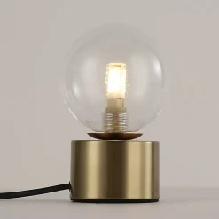 Lampe de table avec globe en verre transparent et base dorée G9 Varsovie