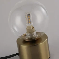 Lampe de table avec globe en verre transparent et base dorée G9 Varsovie