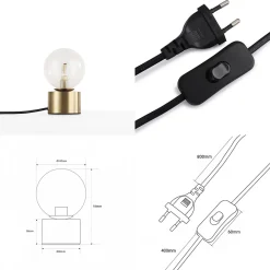 Lampe de table avec globe en verre transparent et base dorée G9 Varsovie