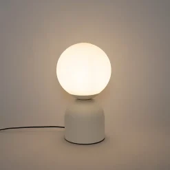 Lampe de table beige chic d'hôtel avec verre opale - Pallon Trend