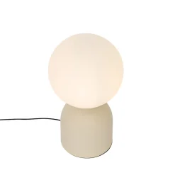 Lampe de table beige chic d'hôtel avec verre opale - Pallon Trend