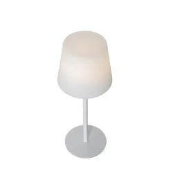 Lampe de table blanche rechargeable avec LED et variateur IP54 - Jude