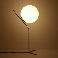 Lampe de Table Boule en Verre et Aluminium Doré Éclairage de Nuit pour Chambres et Salons 25cm LUCYE27