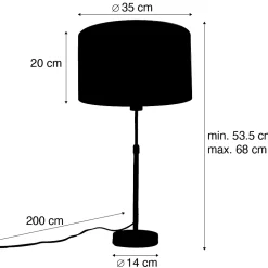 Lampe de table bronze avec abat-jour en velours motif feuilles et intérieur doré - Parte