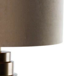 Lampe de table bronze avec abat-jour en velours taupe et doré 50 cm - Bruut