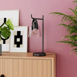 Lampe de table Calume E27 15W L.16xL.22,5xH.50cm noir GoodHome