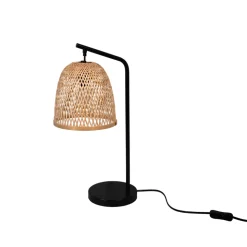 Lampe de table Calume E14 28W ⌀23xL.18xH.48cm métal noir et fibre naturelle GoodHome