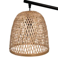 Lampe de table Calume E14 28W ⌀23xL.18xH.48cm métal noir et fibre naturelle GoodHome