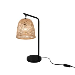 Lampe de table Calume E14 28W ⌀23xL.18xH.48cm métal noir et fibre naturelle GoodHome