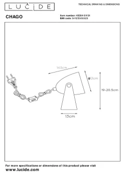 Lampe de table CHAGO en métal avec 1xE14 - Blanc - Lucide