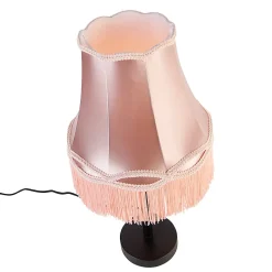 Lampe de table classique noire avec abat-jour rose 30 cm - Simplo