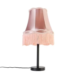 Lampe de table classique noire avec abat-jour rose 30 cm - Simplo