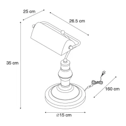Lampe de table classique/lampe de notaire en laiton avec verre vert - Banker