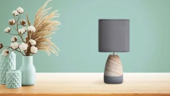 Lampe de table 'CREMONA' en céramique brune/grise avec douille E14, lampe de table pour le salon 31 cm de haut