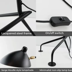 Lampe de Table Design Nordique Noire, Style Moderne pour Bureau, Chambre, E27