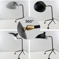 Lampe de Table Design Nordique Noire, Style Moderne pour Bureau, Chambre, E27