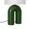 Lampe de table design verte avec abat-jour en lin blanc - Lotti