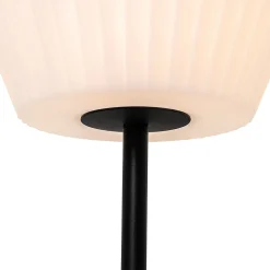 Lampe de table d'extérieur moderne noire avec abat-jour blanc IP44 - Robbert