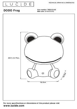 Lampe de table DODO FROG en abs avec LED intégré - Vert - Lucide