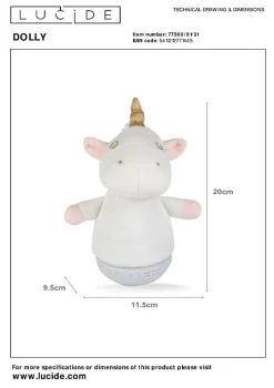 Lampe de table DOLLY en abs avec LED intégré - Blanc - Lucide