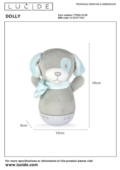 Lampe de table DOLLY en abs avec LED intégré - Gris - Lucide