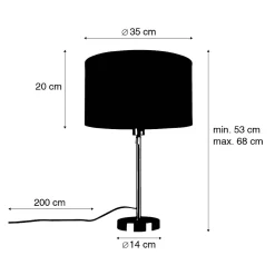 Lampe de table dorée réglable avec abat-jour gris clair 35 cm - Parte